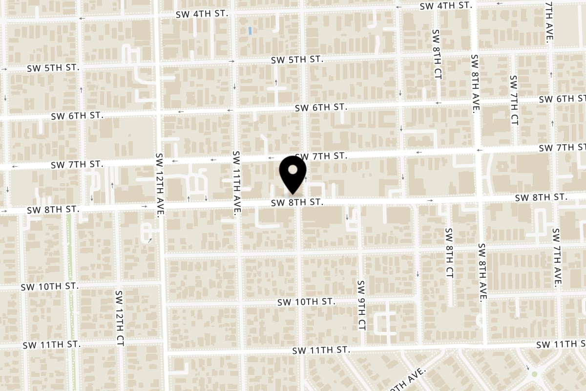 Map showing the location of The Better Taco Miami on 1007 SW 8th St in Miami